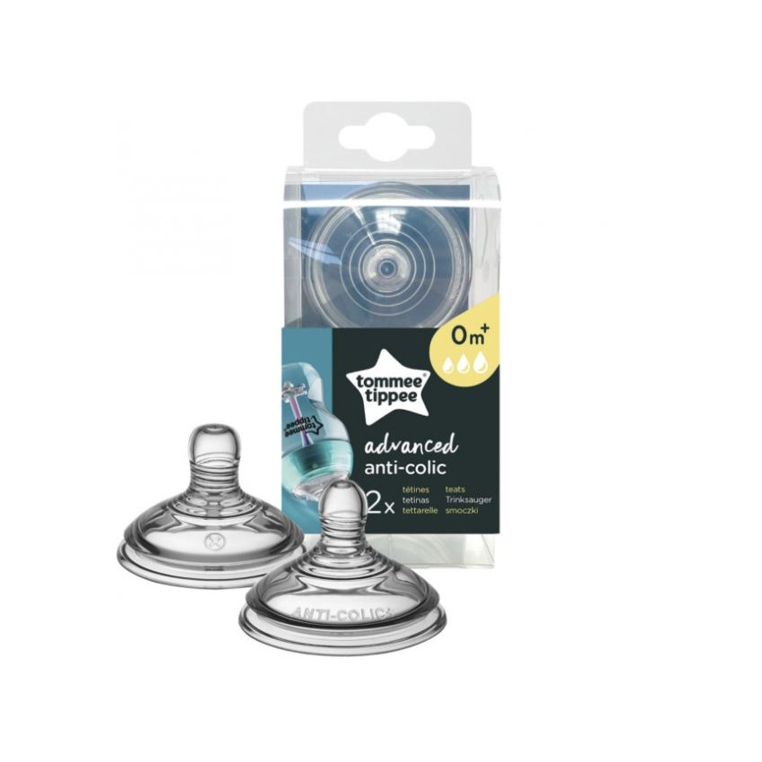 Lot de 2 tétines anti-colique avancé 0m+ - Débit variable 