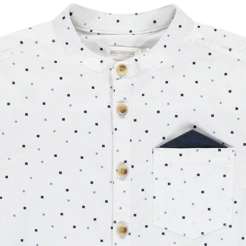 Korte mouwen hemd met vierkantjes en zakdoek voor jongen 