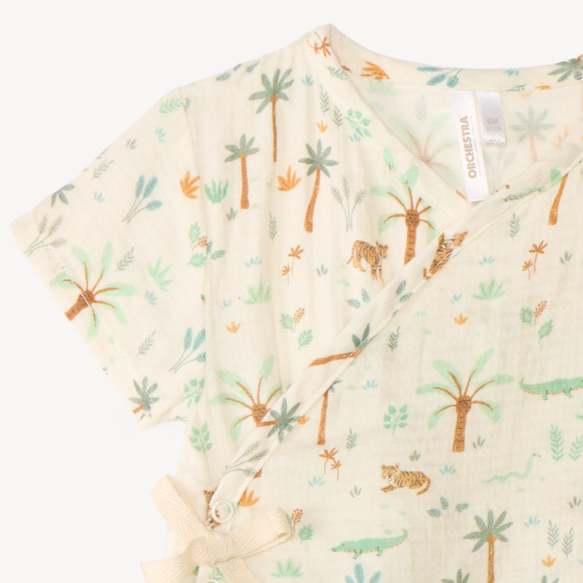 Korte kimono-opening jumpsuit voor babyjongen 