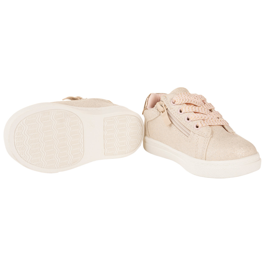 Baskets de sport rose poudré à lacets et zip pour bébé fille 