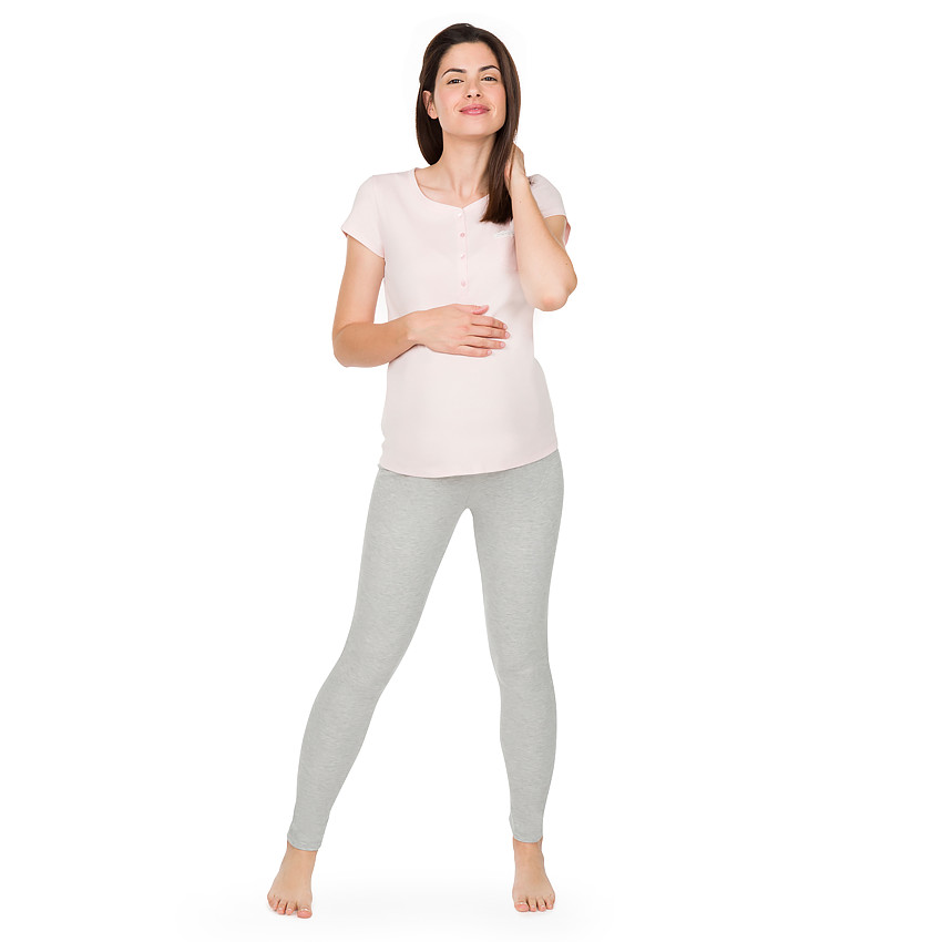 Tee-shirt homewear de grossesse à col tunisien 