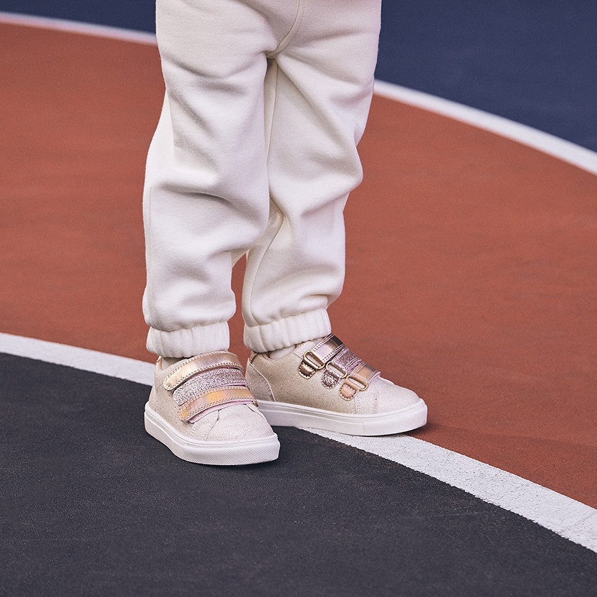 Lage sneakers met metallic effect en pailletten voor meisjes 