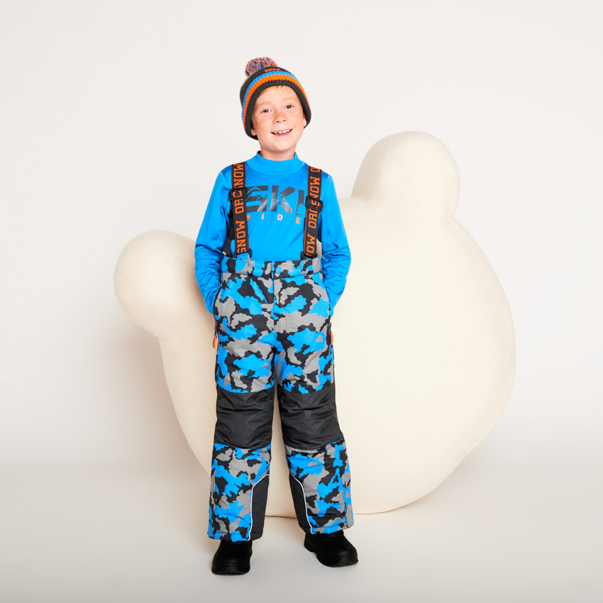 Skibroek met camouflageprint en afneembare bretellen voor jongens 