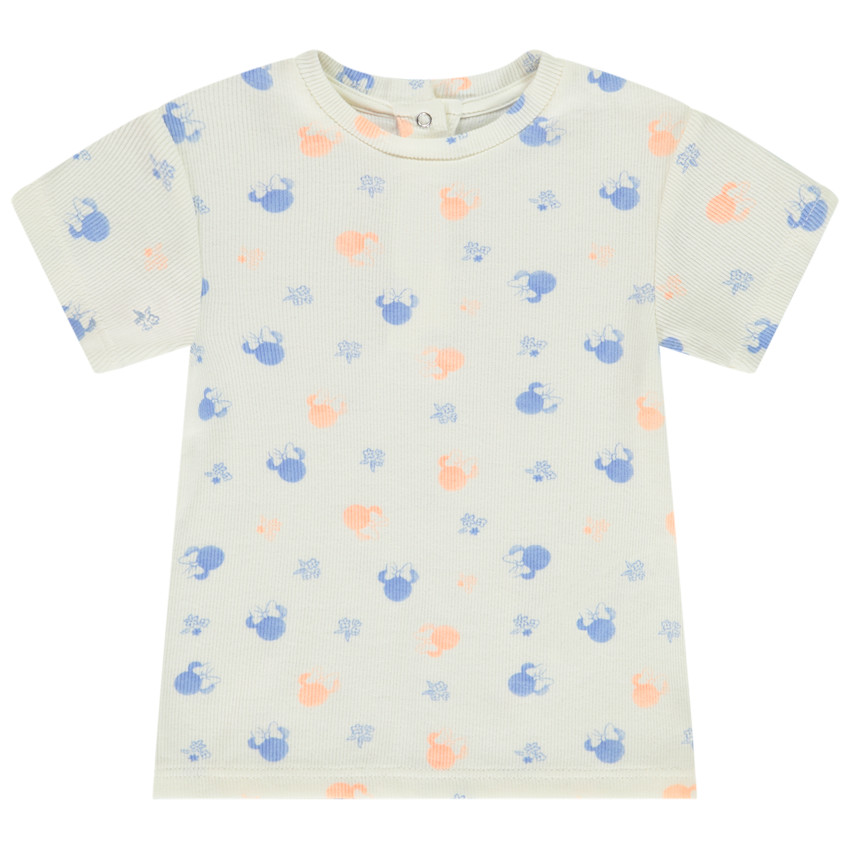 T-shirt manches côtelé imprimé Minnie Disney pour bébé fille 
