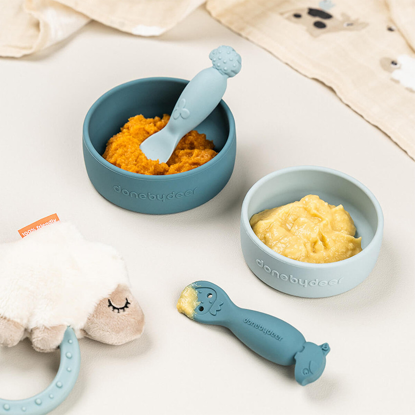 Set van 2 siliconen kommen Dotti Blauw 