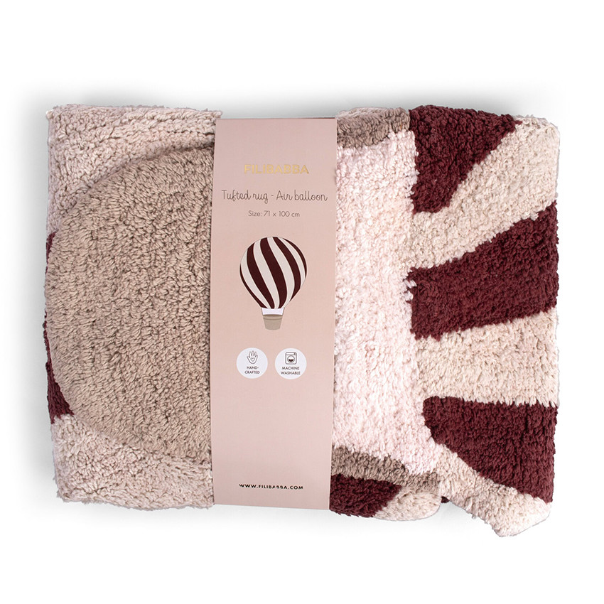 Tapis Tufté lavable 104x74cm Montgolfière Rouge foncé 