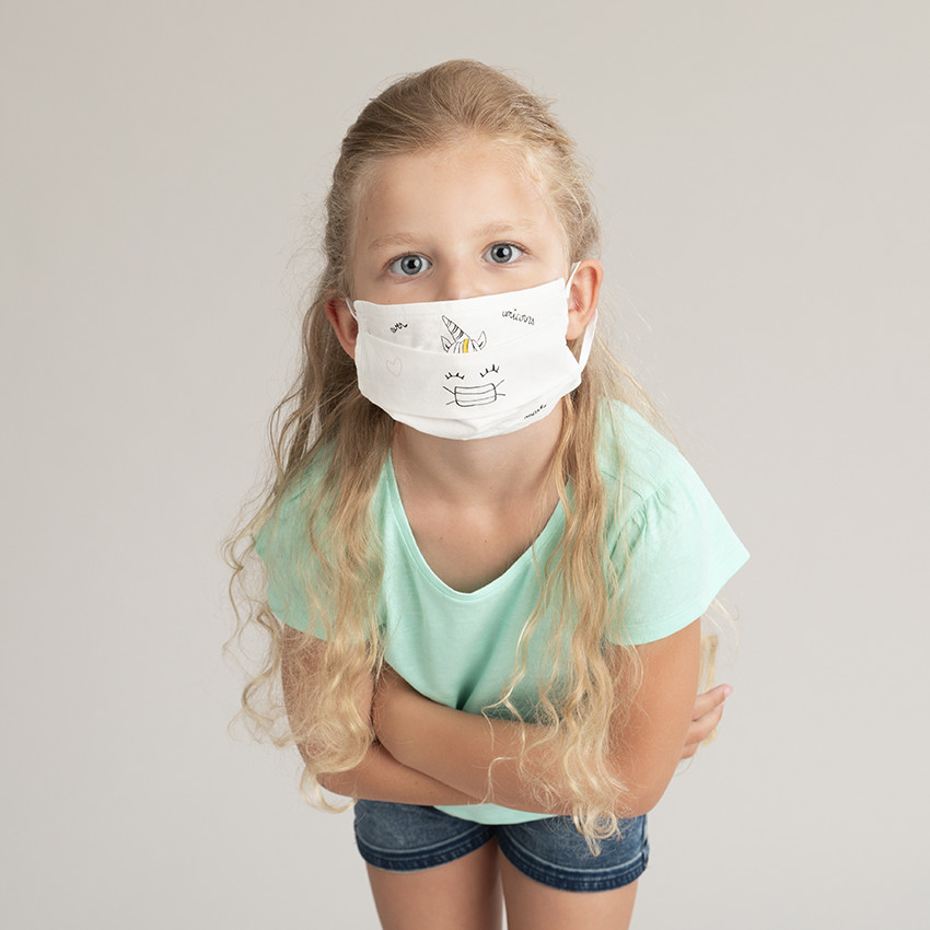 Lot de 2 Masques tissus enfant AFNOR motif licorne 