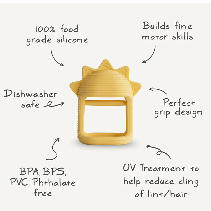 Anneau de dentition mitaine No-Drop Soleil Jaune  