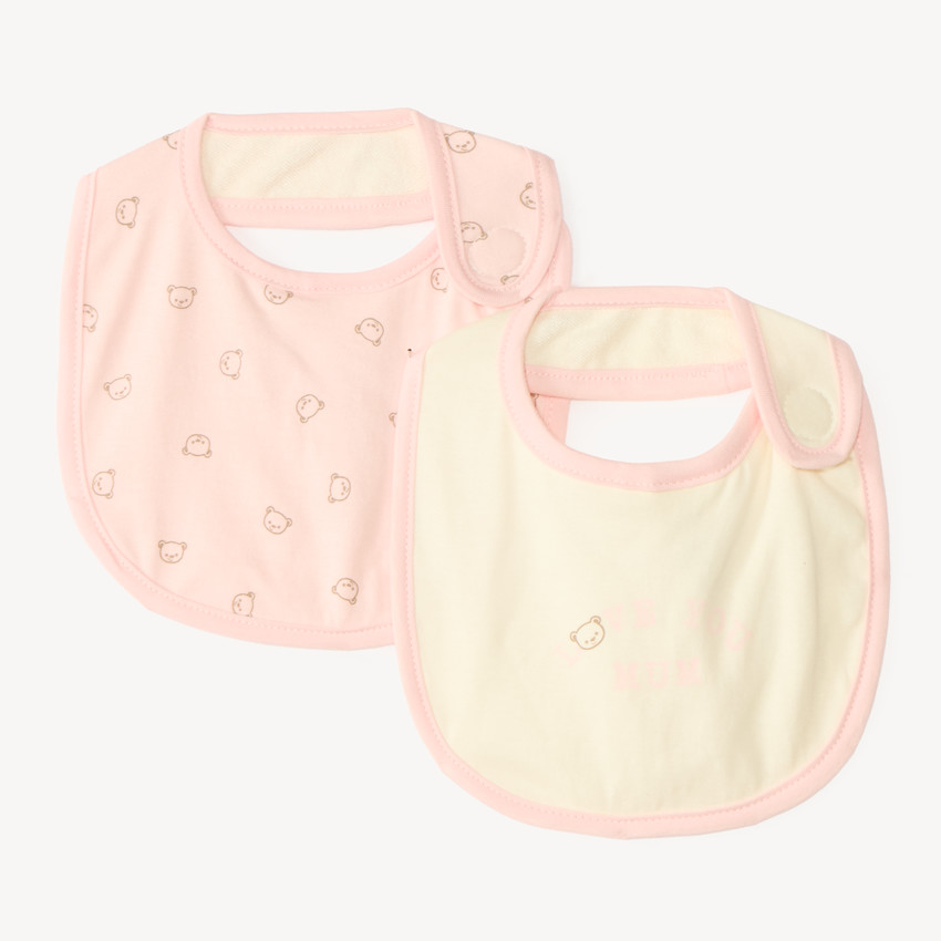 Lot 2 bavoirs motif ourson pour bébé fille 