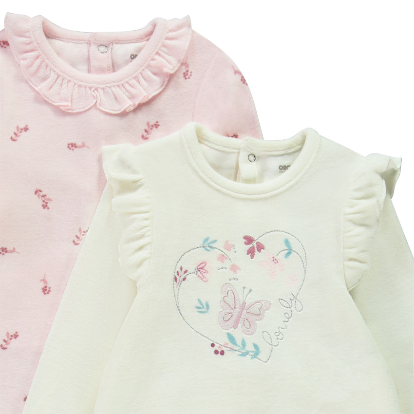 Lot de 2 dors-biens en velours motifs fleuris pour bébé fille 