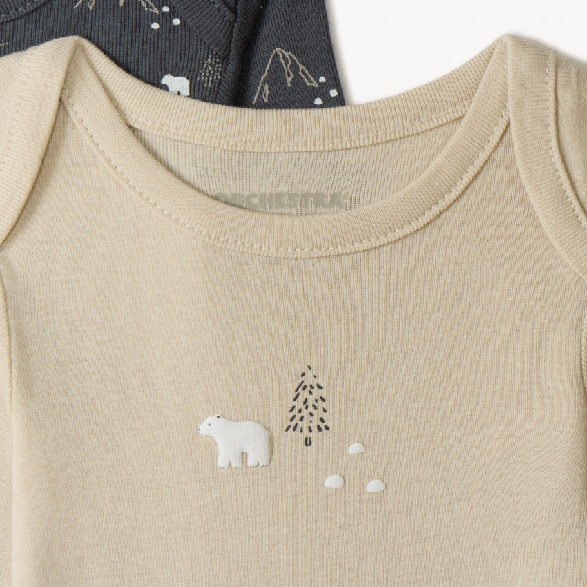 Set van 7 bodies met lange mouwen en skimoetieven voor baby