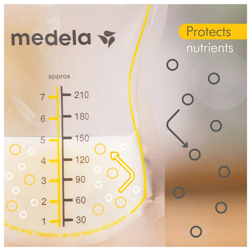 Sachets de conservation pour lait maternel à versement facile 210ml - 25pcs 