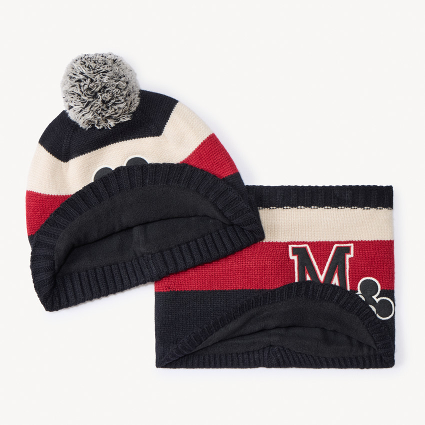 Set bonnet + snood en tricot Mickey Disney pour garçon 