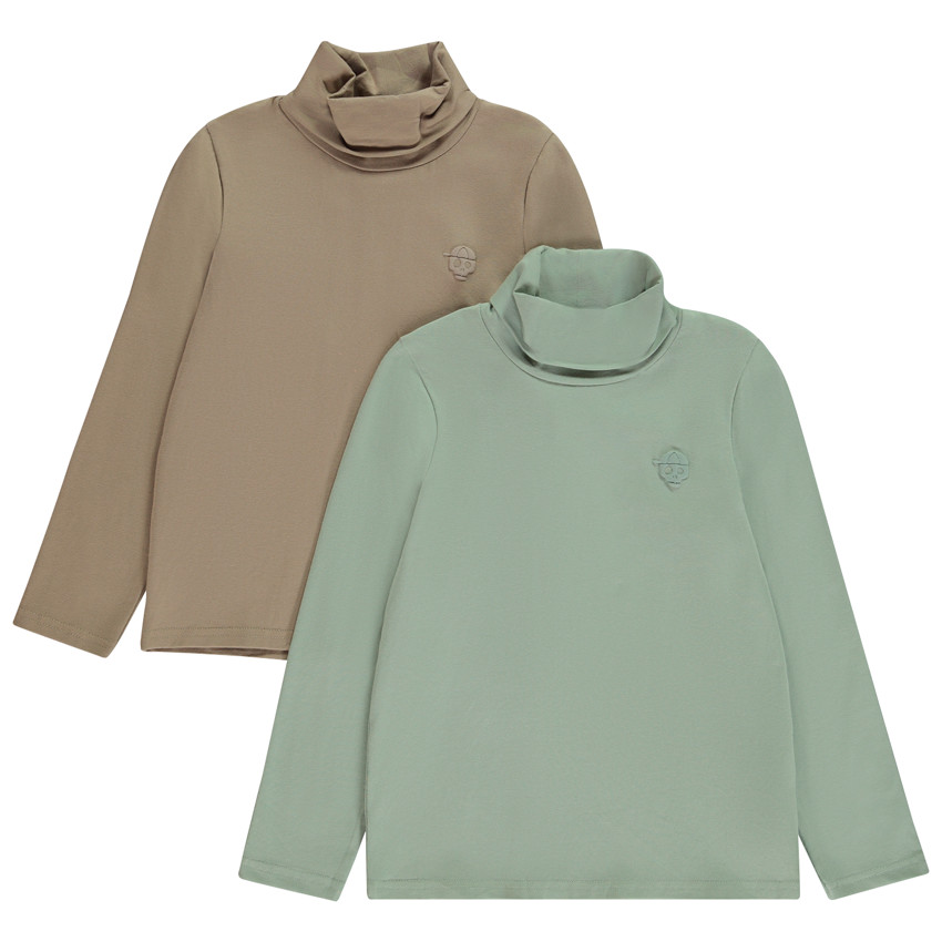 Lot de 2 sous-pulls col roulé avec puff print skull pour garçon 