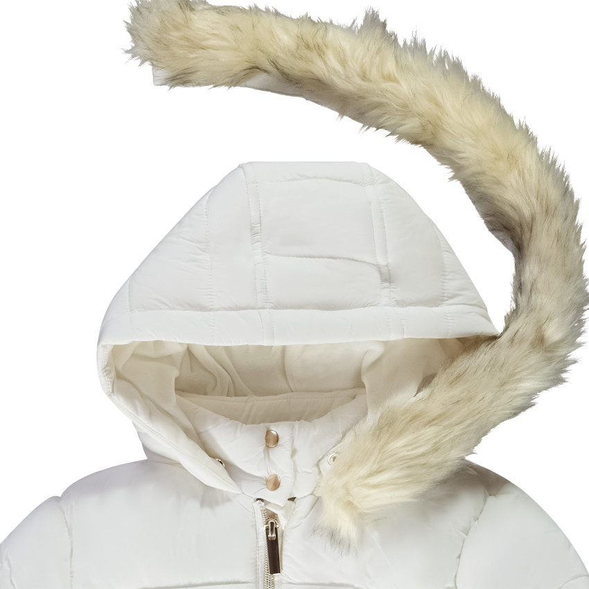 Lange donsjas met kap van stof voor meisjes 