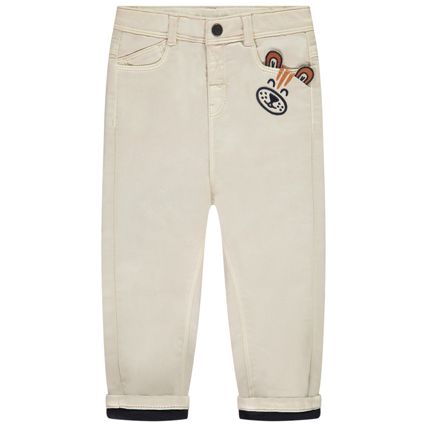 Jean en denim + doublure jersey et poche ludique pour bébé garçon 