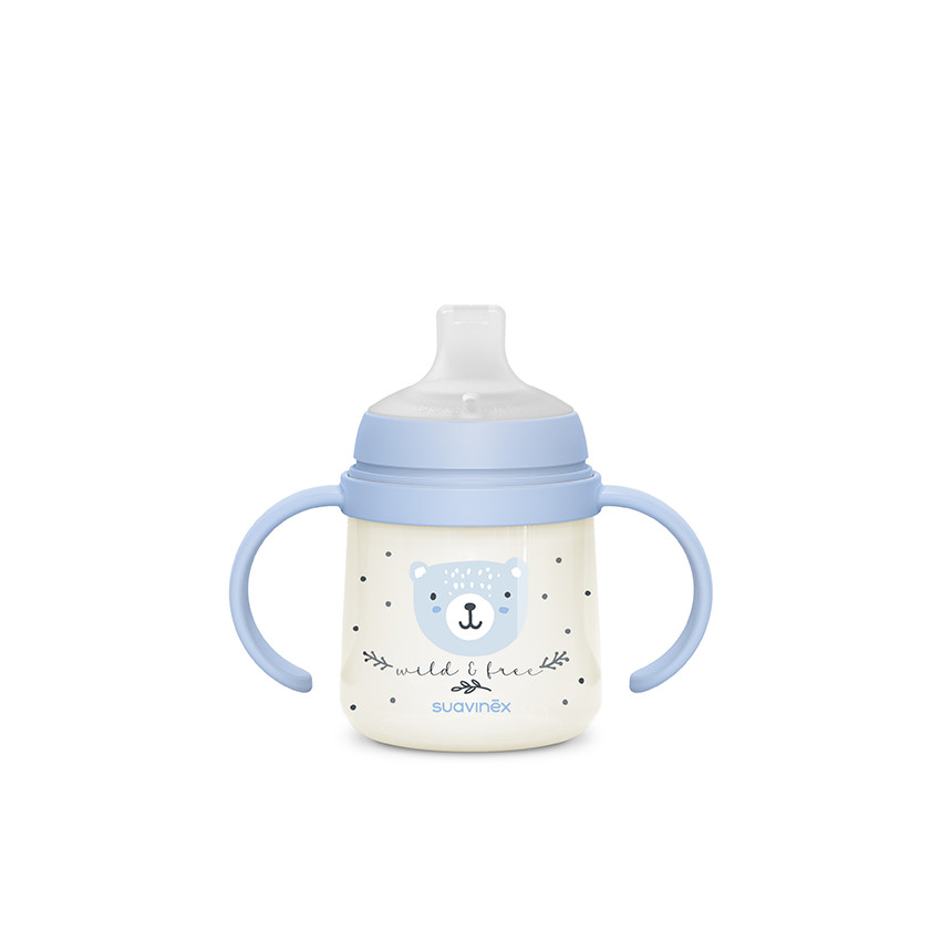 Biberon met handvatten 150 ml 6M+ Wild & Free Nacht en Dag Blauw 