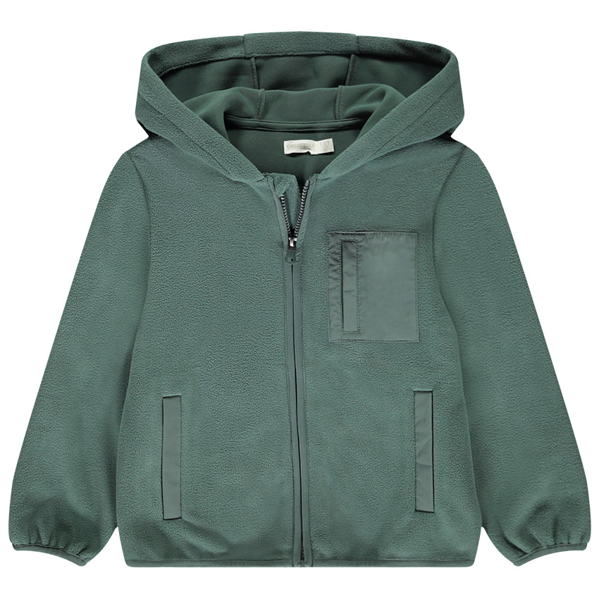 Gilet en micropolaire uni à capuche + poches pour garçon  