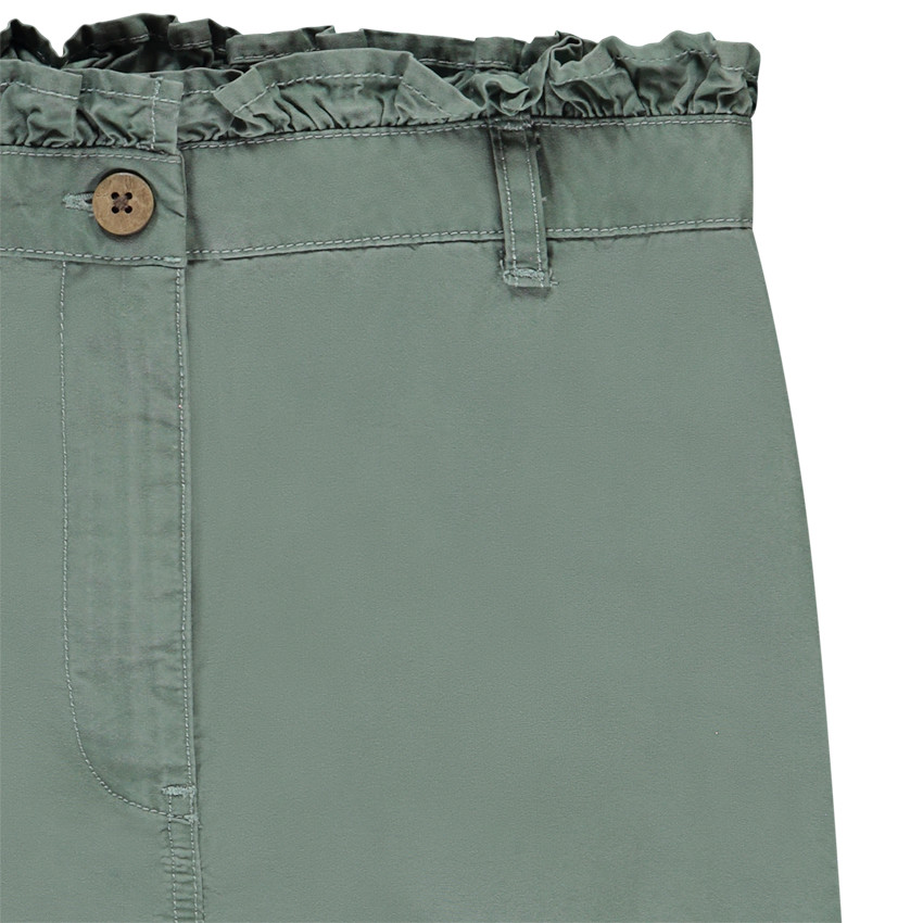 Pantalon cargo en toile finition volantée pour fille 