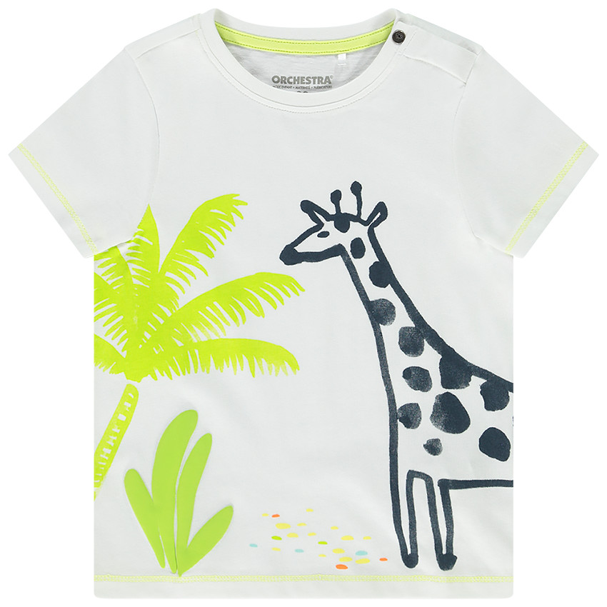 Korte mouwen T-shirt met giraffe en palmen voor baby jongen 