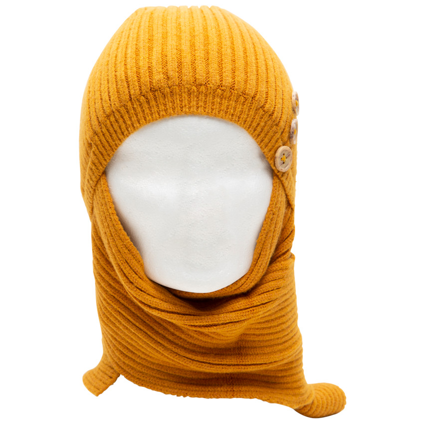 Bonnet en maille à écharpe intégrée 