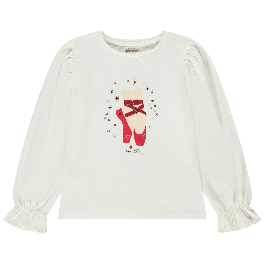 T-shirt met lange mouwen in jersey met fantasieprint voor meisjes 