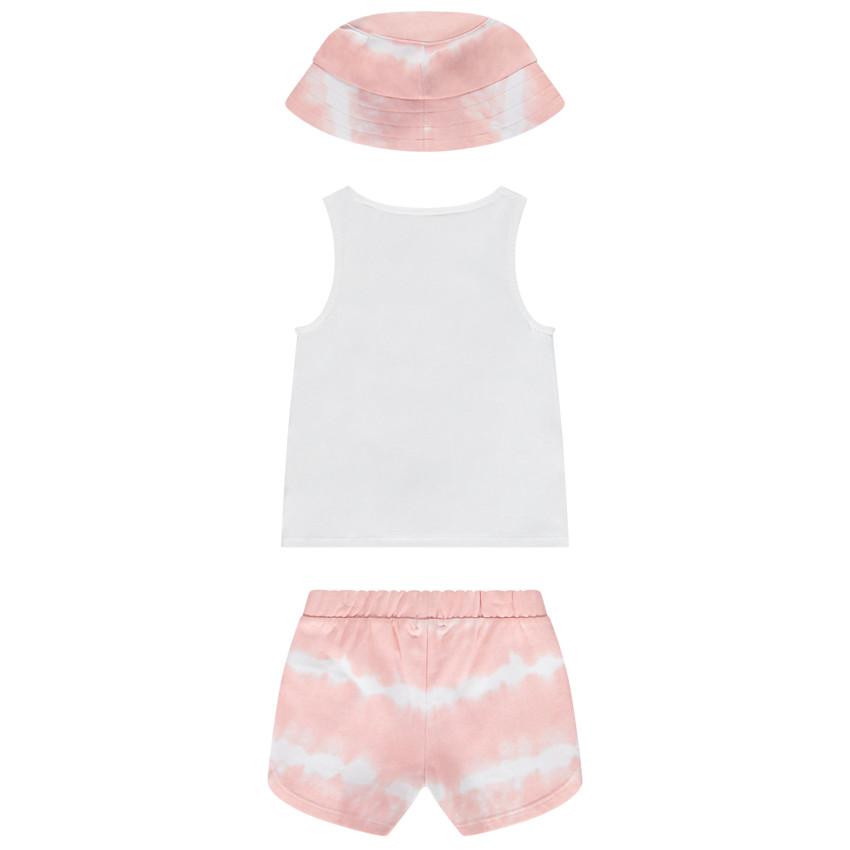 Set van 3 stukken met pet en short met tie & dye-effect voor meisjes 