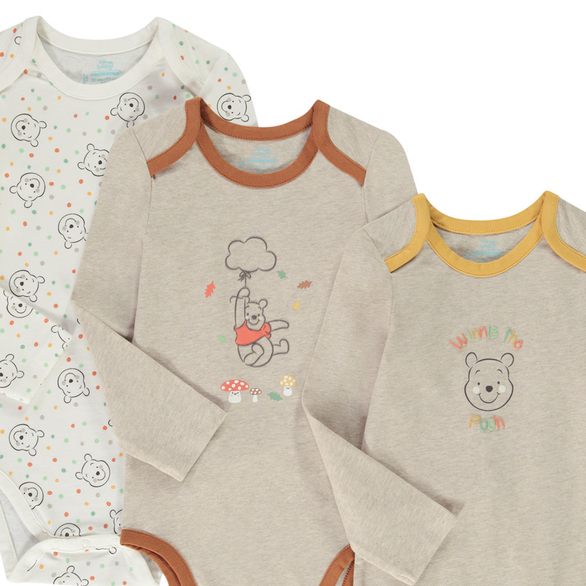 Lot de 3 bodies en jersey imprimé Winnie l'Ourson pour bébé garçon 