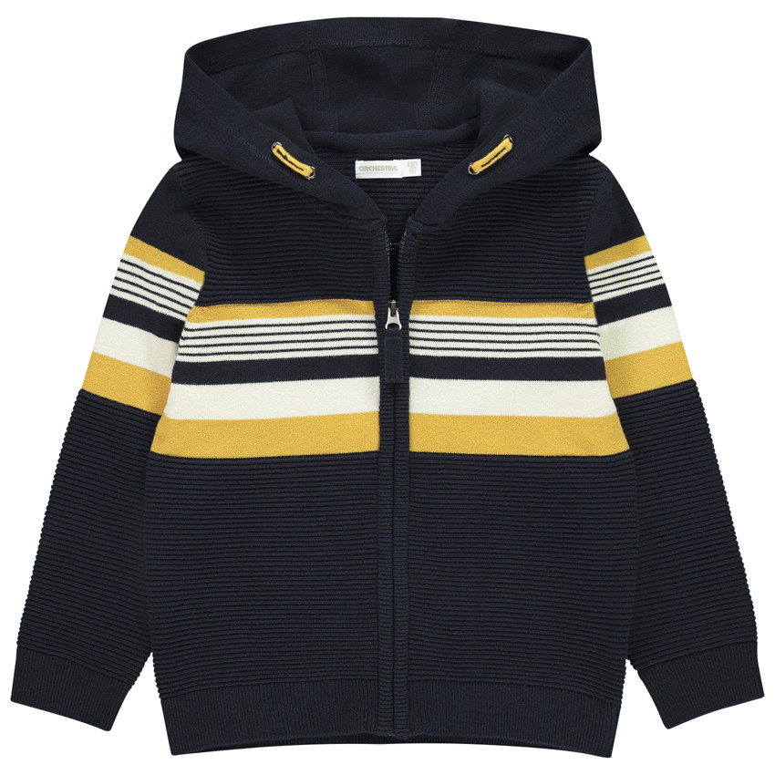 Gilet tricot fantaisie avec capuche pour garçon  