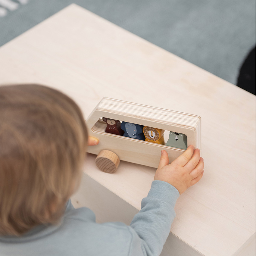 Dierenbus in hout - speelgoed 1ste leeftijd 