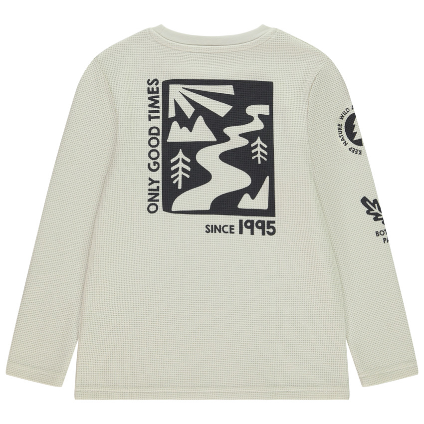 Langarm T-shirt met fantasie in honingraatstructuur voor jongens 