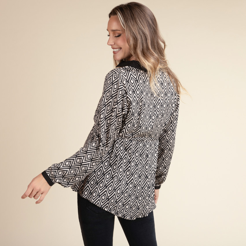 Zwangerschaps- en borstvoedingsblouse met etnisch patroon 