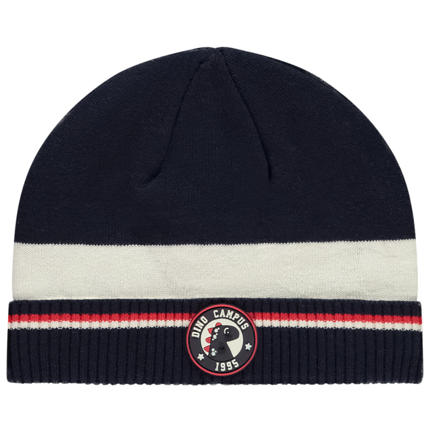 Bonnet en tricot doublé à badge dino pour bébé garçon 