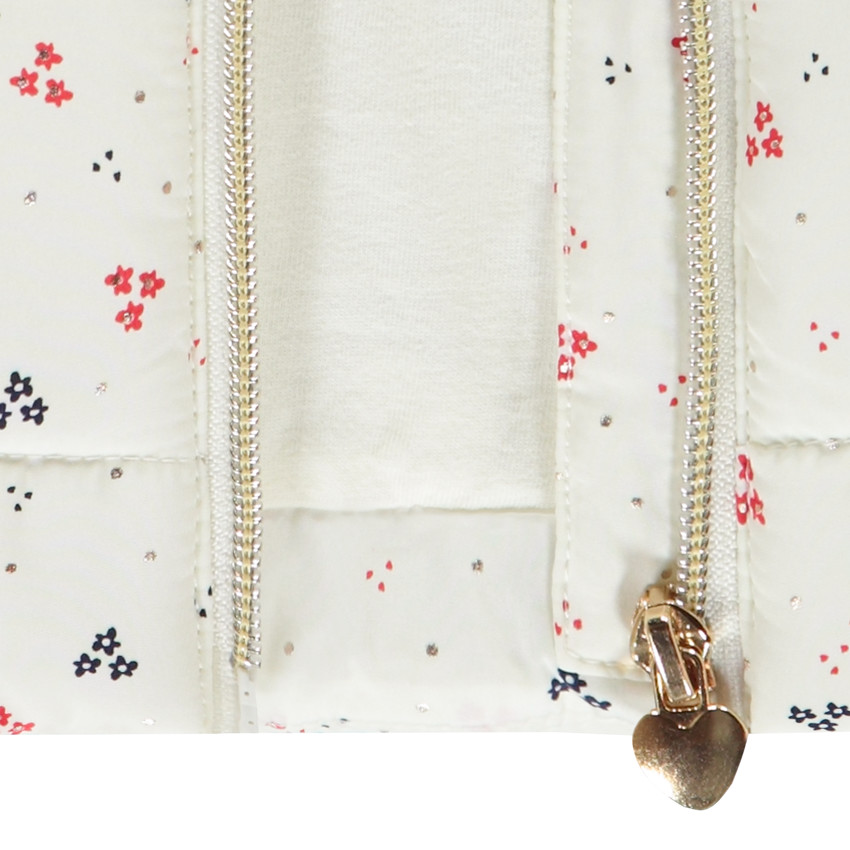 Doudoune sans manches imprimé fleuri pour bébé fille 