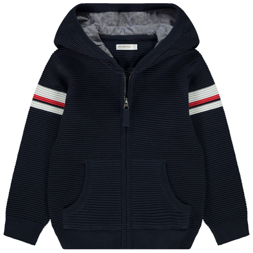 Gilet en tricot fantaisie avec capuche pour garçon 