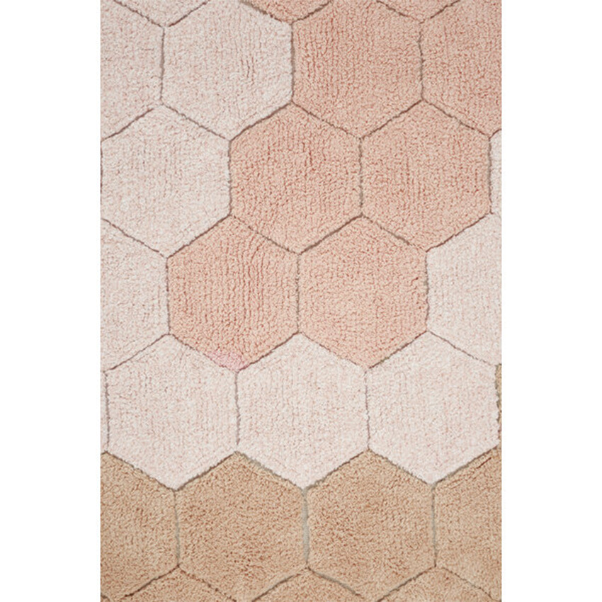 Tapijt rond wasbaar Honeycomb Rose 