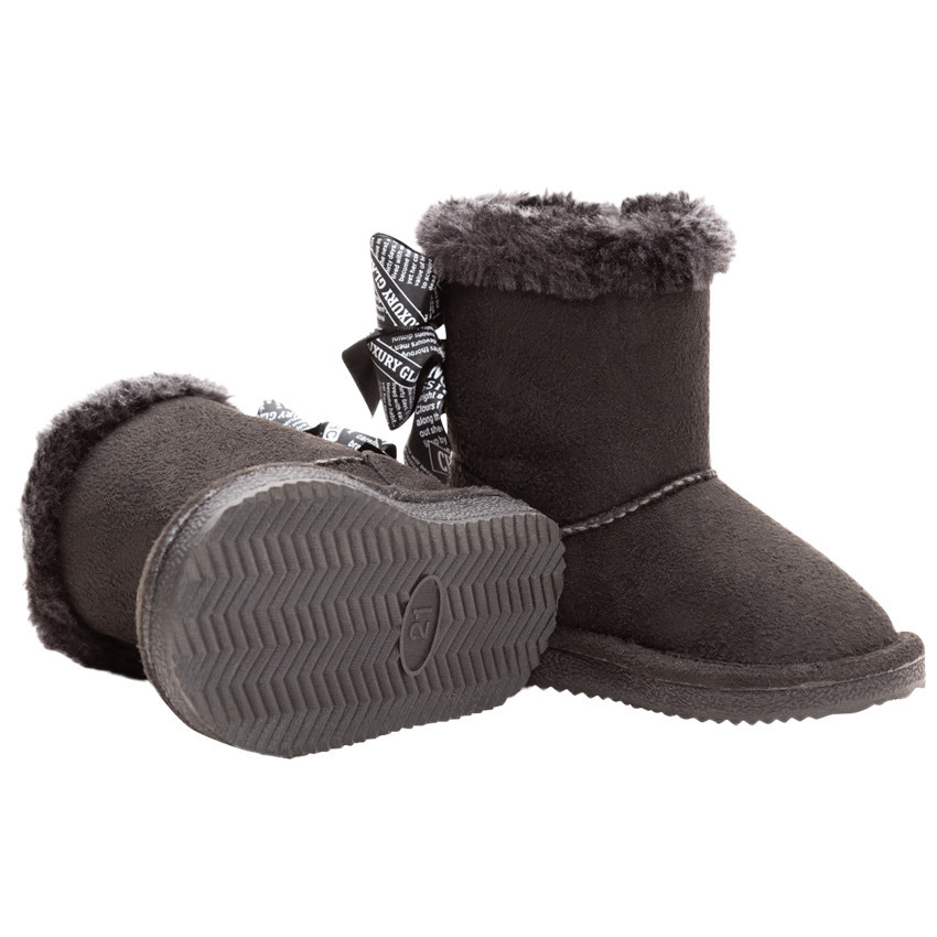 Demi-bottes fourrées avec noeuds au dos pour enfant fille 