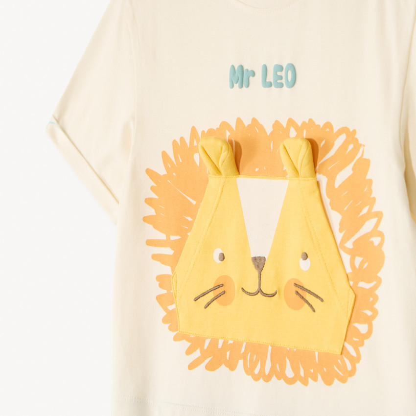 Lot de 2 combinaisons courtes en maille motifs animaux pour bébé garçon 