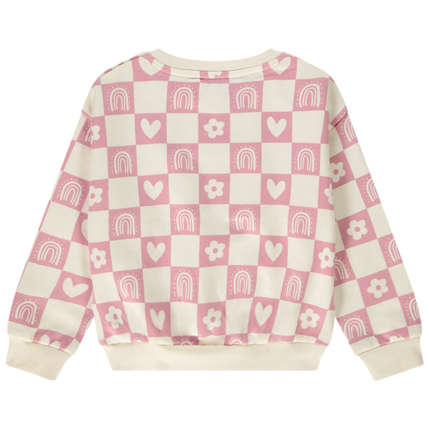 Sweat oversize imprimé damier fantaisie pour fille 