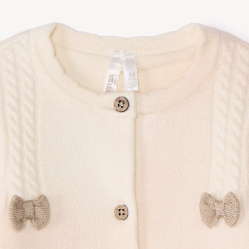 Gilet en tricot à torsades et nœuds pour bébé fille 