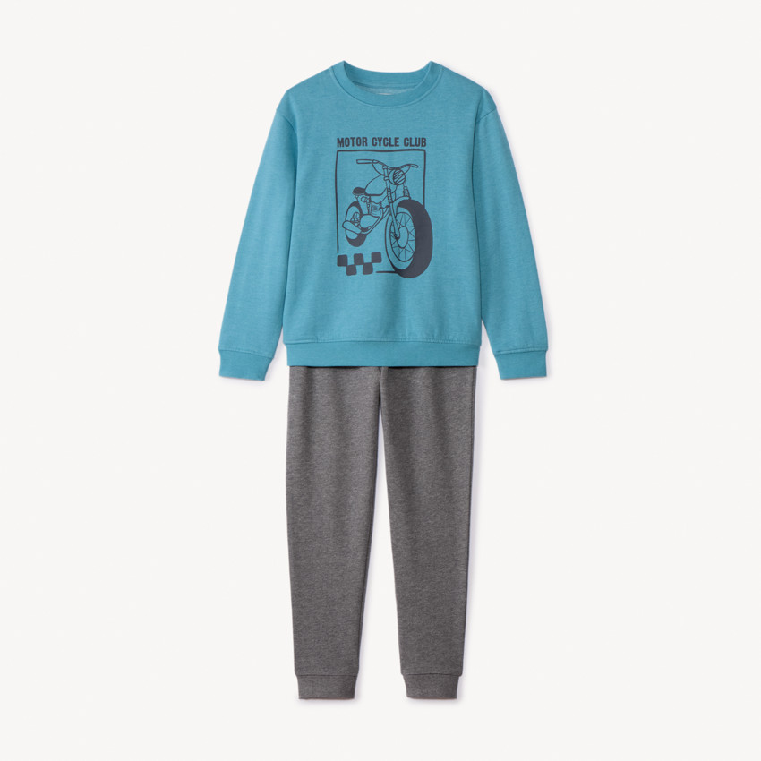 2-delig fleece joggingensemble met fantasieprint voor jongens 