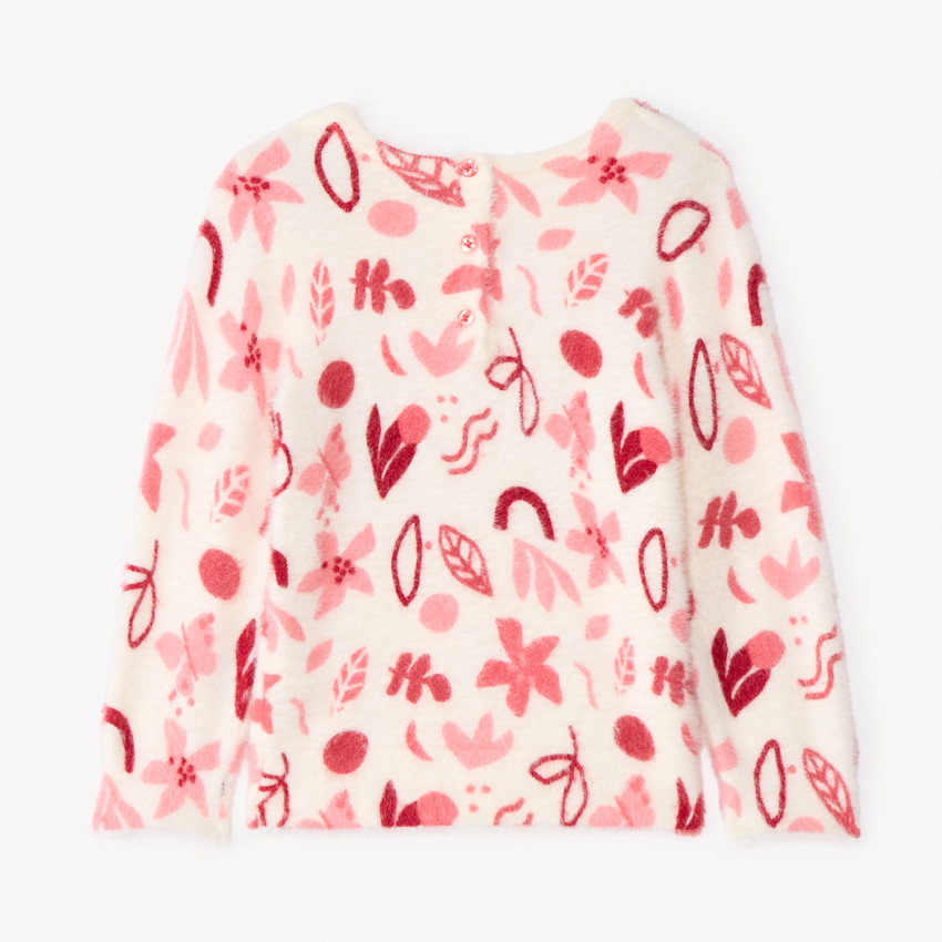 Trui met lange mouwen in zacht, pluizig gebreid materiaal met arty print voor meisjes 