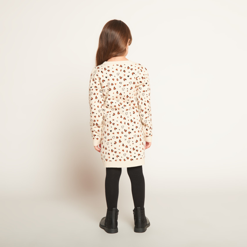 Robe manches longues en tricot léopard pour fille  