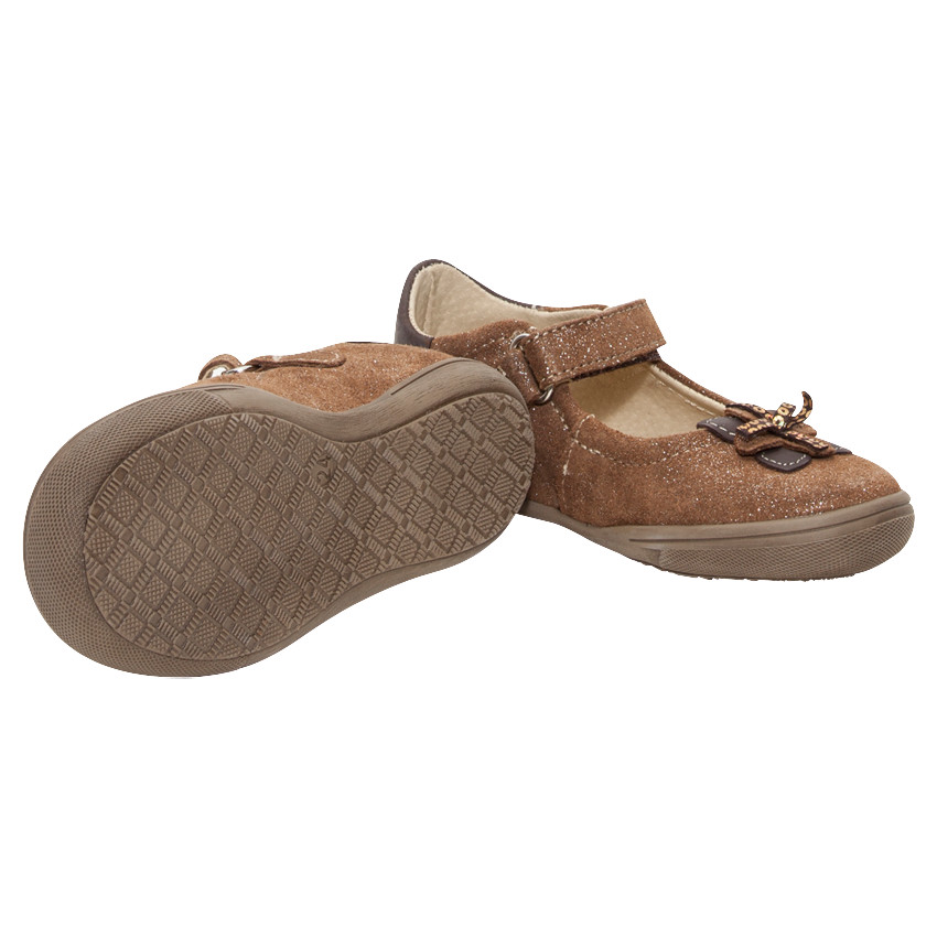 Babies pailletées en cuir avec patch fleur 