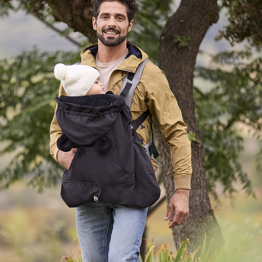 Protection chaude universelle pour porte-bébé Ourson noir 