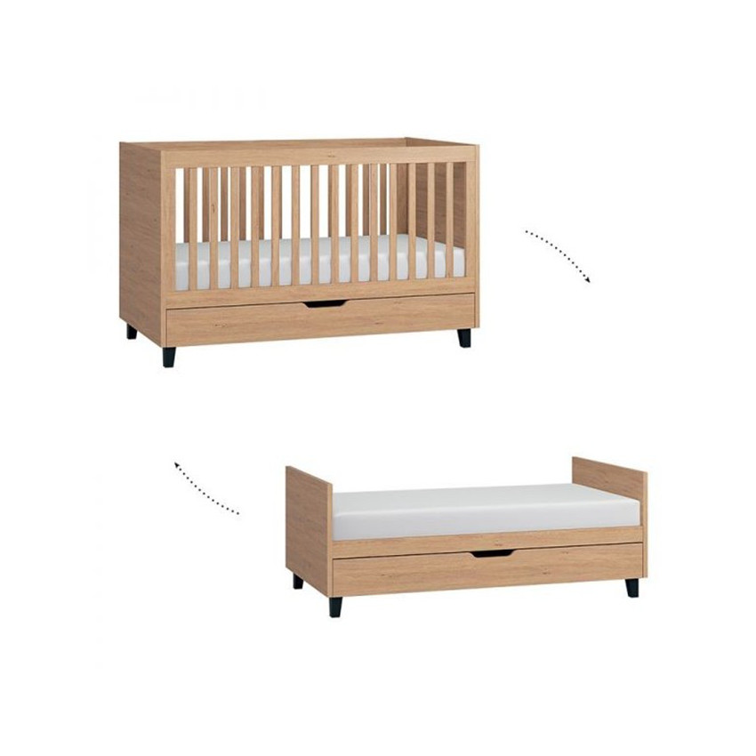 Lit Simple 70 x 140 cm - Bois / Noir 