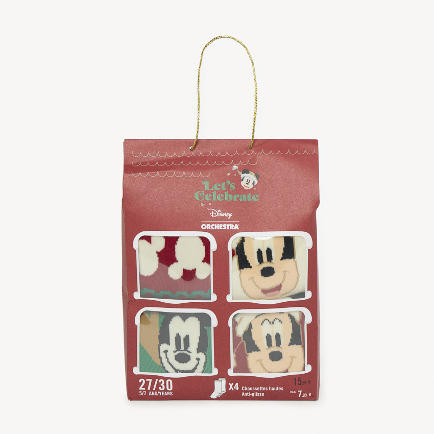 Set van 4 hoge kerstkniekousen met Mickey Disney voor jongens 