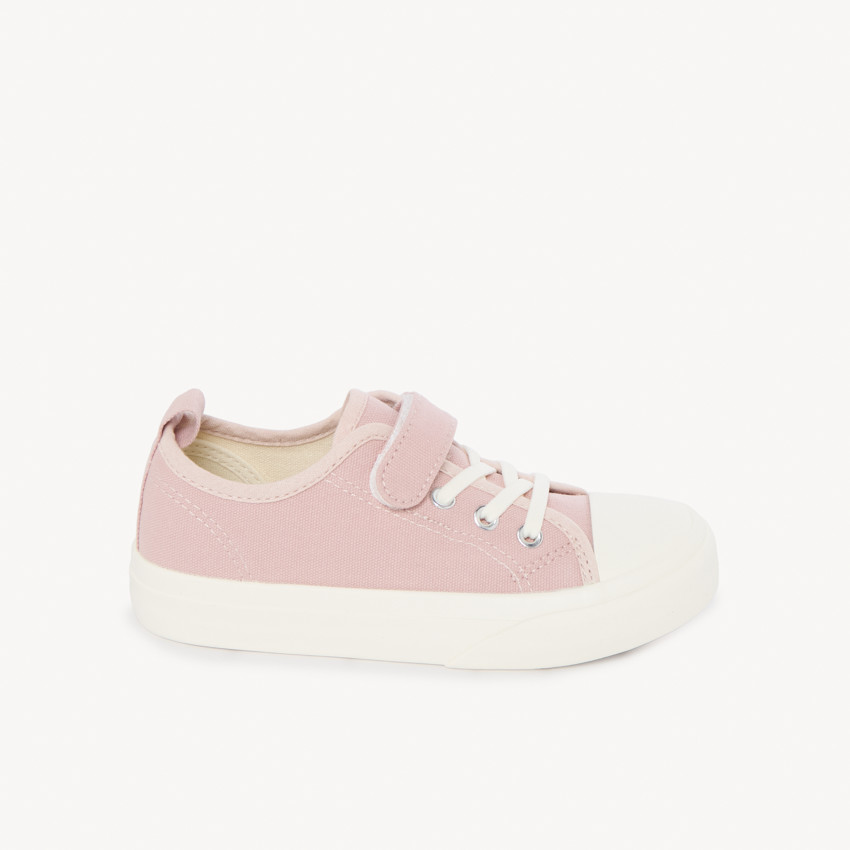 Lage sneakers van stof met klittenband en elastische veters voor meisjes 
