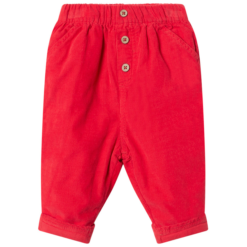 Velours broek met jersey voering en knoppen 