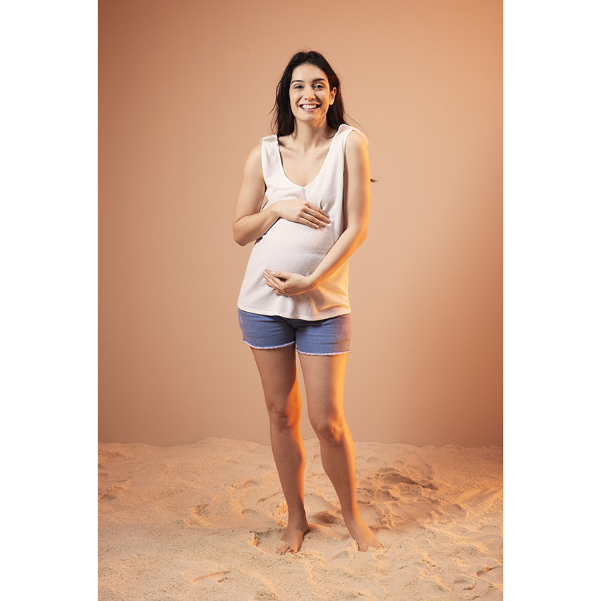 Débardeur volanté en broderie anglaise pour femme 